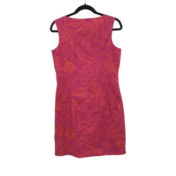 Vintage Womens 8 Pink Tropical Floral Shift Dress Retro Party Casual Corner Bold - Picture 12 of 12